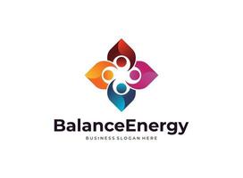 equilibrio energia logo icona design. persone Collegare loghi, comunicazione, e famiglia. vettore