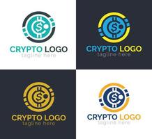 criptovaluta o crypto monete logo design vettore modello