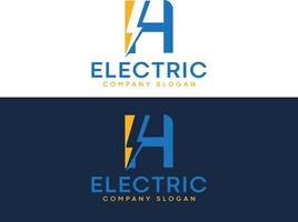 lettera un' fulmine elettrico logo con illuminazione bullone vettore