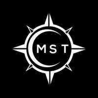 mst astratto monogramma scudo logo design su nero sfondo. mst creativo iniziali lettera logo. vettore
