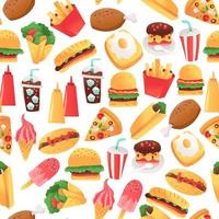 super divertente fast food seamless pattern di sfondo vettore