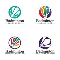 modello di disegno dell'illustrazione dell'icona del vettore del logo di badminton.logo dell'icona del volano di badminton.vettore del modello del logo dello sport di badminton. concetto di logo del club sportivo