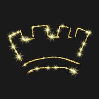oro luccichio mano disegnato corona. semplice graffiti schizzo Regina o re corona. reale imperiale incoronazione e monarca simbolo vettore