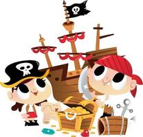 caccia al tesoro per bambini pirata super carini vettore
