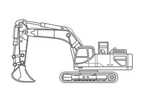 mano disegnato vettore illustrazione pesante macchinari scavatrice costruzione attrezzatura bruco