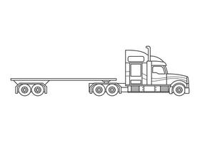 mano disegnato vettore illustrazione colore bambini costruzione letto basso trailer camion