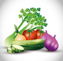 verdure biologiche fresche, cibo sano, stile di vita sano o dieta vettore