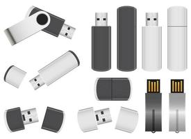 set di illustrazione di disegno vettoriale memory stick isolato su sfondo bianco