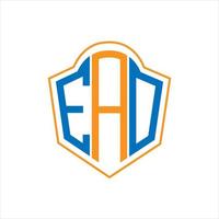 eao astratto monogramma scudo logo design su bianca sfondo. eao creativo iniziali lettera logo. vettore