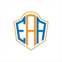 ea astratto monogramma scudo logo design su bianca sfondo. ea creativo iniziali lettera logo. vettore