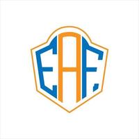 eaf astratto monogramma scudo logo design su bianca sfondo. eaf creativo iniziali lettera logo. vettore
