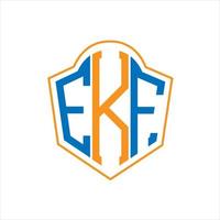 ekf astratto monogramma scudo logo design su bianca sfondo. ekf creativo iniziali lettera logo. vettore