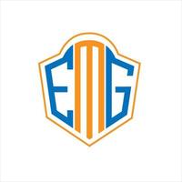 emg astratto monogramma scudo logo design su bianca sfondo. emg creativo iniziali lettera logo. vettore