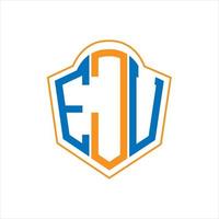 eju astratto monogramma scudo logo design su bianca sfondo. eju creativo iniziali lettera logo. vettore