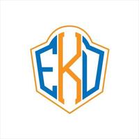 ekd astratto monogramma scudo logo design su bianca sfondo. ekd creativo iniziali lettera logo. vettore