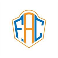 fac astratto monogramma scudo logo design su bianca sfondo. fac creativo iniziali lettera logo. vettore