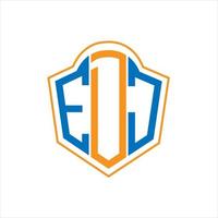 edj astratto monogramma scudo logo design su bianca sfondo. edj creativo iniziali lettera logo. vettore