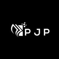 pjp creativo iniziali crescita grafico lettera logo concetto. pjp attività commerciale finanza logo design.pjp credito riparazione contabilità logo design su nero sfondo. pjp creativo iniziali crescita grafico lettera vettore