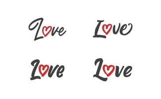 amore lettering con cuore forma icona. mano disegnato stile romantico carta design. vettore