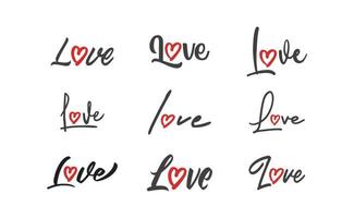 amore lettering con cuore forma icona. mano disegnato stile romantico carta design. vettore