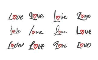 amore lettering con cuore forma icona. mano disegnato stile romantico carta design. vettore