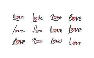 amore lettering con cuore forma icona. mano disegnato stile romantico carta design. vettore