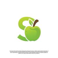 lettera S logo design con frutta modello fresco logo premio vettore