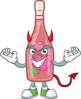 rosa bottiglia vino cartone animato personaggio stile vettore