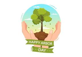 contento pergolato giorno su aprile 28 illustrazione con verde albero, giardino utensili e natura ambiente nel piatto cartone animato mano disegnato per atterraggio pagina modelli vettore