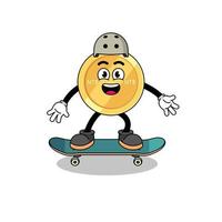 nuovo Taiwan dollaro portafortuna giocando un' skateboard vettore