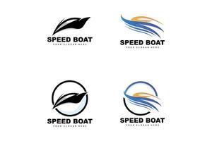 velocità barca logo, veloce carico nave vettore, barca a vela, design per nave produzione azienda, corso d'acqua spedizione, marino veicoli, mezzi di trasporto vettore