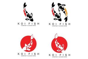 koi pesce logo disegno, ornamentale pesce vettore, acquario ornamento illustrazione marca Prodotto vettore