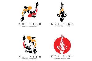 koi pesce logo disegno, ornamentale pesce vettore, acquario ornamento illustrazione marca Prodotto vettore