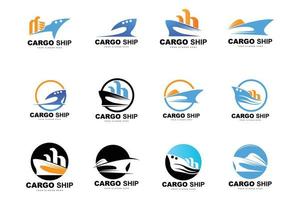 carico nave logo, veloce carico nave vettore, barca a vela, design per nave produzione azienda, corso d'acqua andare in barca, marino veicoli, trasporto, la logistica vettore