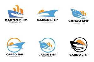 carico nave logo, veloce carico nave vettore, barca a vela, design per nave produzione azienda, corso d'acqua andare in barca, marino veicoli, trasporto, la logistica vettore