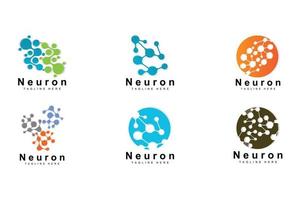 neurone logo design vettore nervo cellula illustrazione molecolare dna Salute marca