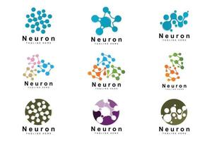 neurone logo design vettore nervo cellula illustrazione molecolare dna Salute marca