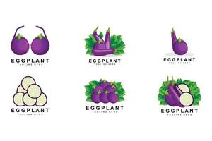 melanzana logo disegno, verdure illustrazione viola verdura piantagione vettore, Prodotto marca icona modello vettore