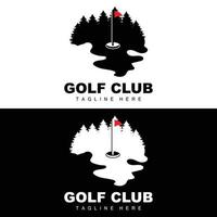 vettore icona logo pallina da golf, bastone e golf. giochi all'aperto, illustrazione di concetto retrò