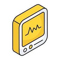 un'icona di design unica del monitor ecg vettore