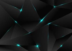 modello astratto poligono nero con linee di luce laser blu su stile tecnologico di sfondo scuro vettore