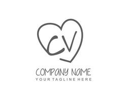 iniziale CV con amore logo modello vettore