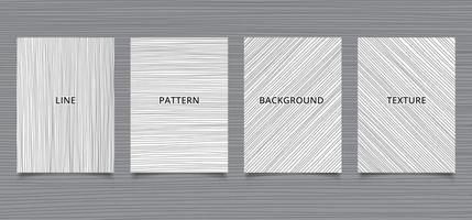 set di modello di brochure disegnato a mano linee nere strisce verticali, orizzontali, diagonali su sfondo bianco e texture. vettore