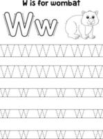 wombat animale tracciato lettera abc colorazione pagina w vettore