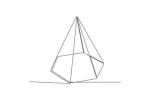 singolo uno linea disegno esagonale piramide. geometrico forme concetto. continuo linea disegnare design grafico vettore illustrazione.