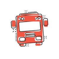 autobus icona nel comico stile. allenatore auto cartone animato vettore illustrazione su bianca isolato sfondo. autobus spruzzo effetto attività commerciale concetto.