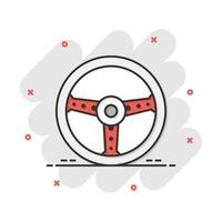 vettore cartone animato timone ruota icona nel comico stile. timone ruota cartello illustrazione pittogramma. timone attività commerciale spruzzo effetto concetto.