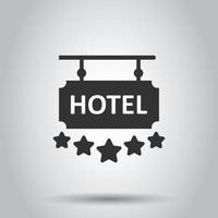 Hotel 5 stelle cartello icona nel piatto stile. Locanda vettore illustrazione su bianca isolato sfondo. ostello camera informazione attività commerciale concetto.