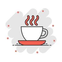 caffè, tè tazza icona nel comico stile. caffè boccale vettore cartone animato illustrazione pittogramma. bevanda attività commerciale concetto spruzzo effetto.