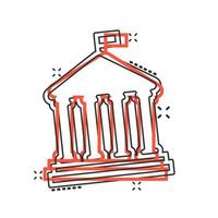banca edificio icona nel comico stile. governo architettura vettore cartone animato illustrazione pittogramma. Museo attività commerciale concetto spruzzo effetto.